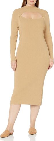 The Drop Women's Chantal Midi Bodycon Fitted Cutout Rib Dress in Saudi Arabia