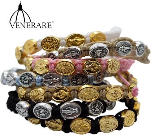 Woven Bracelet with 10 Miraculous Medal Beads | Great Catholic Gift for First Communion and Confirmation | Adjustable for Comfortable Fit | Stylish Religious Accessory in Saudi Arabia