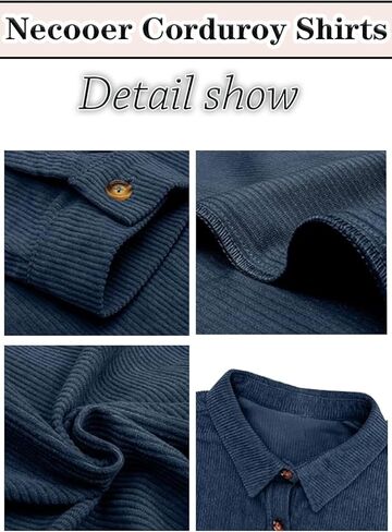 Necooer Womens Corduroy Shirts Button Down Long Sleeve Blouses Boyfriend Tops Oversized Jacket in Kuwait