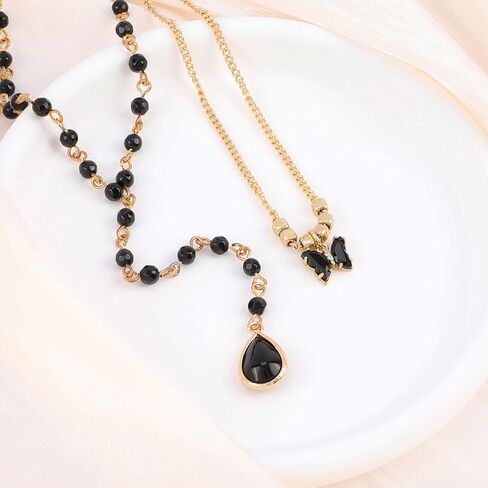 الطبقات قلادة فراشة سوداء للنساء صغيرة معلقة قلادة الحجر الطبيعي فراشة لوسيت قلادة سحر طبقة مزدوجة فراشة بيان قلادة قابل للتعديل الأزياء والمجوهرات هدية للفتيات in Kuwait