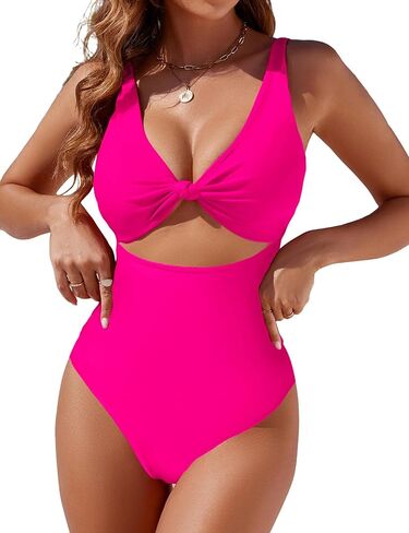 Blooming Jelly Womens Cheeky One Piece Swimsuit Sexy High Leg Knot Front Bathing Suit Cut Out Low Back Swimwear in Kuwait