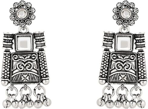 I Jewels Antique Silver Oxidized Ethnic Indian Wedding Bollywood Afghani Choker Necklace Jewellery Set for Women (MC139OX) in Saudi Arabia