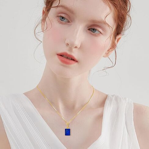 Lapis lazuli Necklace Jewelry Sterling Silver Blue Lapis Pendant Necklaces Boho Gifts for Women in Saudi Arabia
