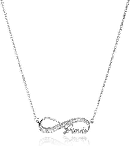مجموعة أمازون قلادة إنفينيتي فريندز من الفضة الإسترلينية 925 وزركونيا مكعب AAA، مقاس 18 بوصة in Kuwait