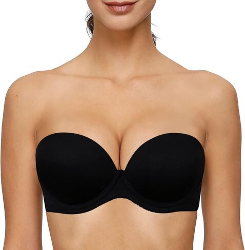 Women's Strapless Push Up Thick Padded Bra with Convertible Clear Straps Underwired Lift Up Supportive T-Shirt Bras in Saudi Arabia