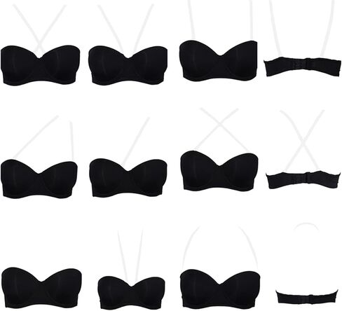 Women's Strapless Push Up Thick Padded Bra with Convertible Clear Straps Underwired Lift Up Supportive T-Shirt Bras in Saudi Arabia