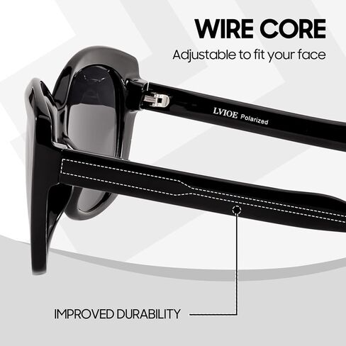 نظارات شمسية مستقطبة عصرية من LVIOE للنساء، نظارة شمسية كلاسيكية من Jackie O Cat Eye للقيادة، حماية من الأشعة فوق البنفسجية 400 LS1722 in Kuwait