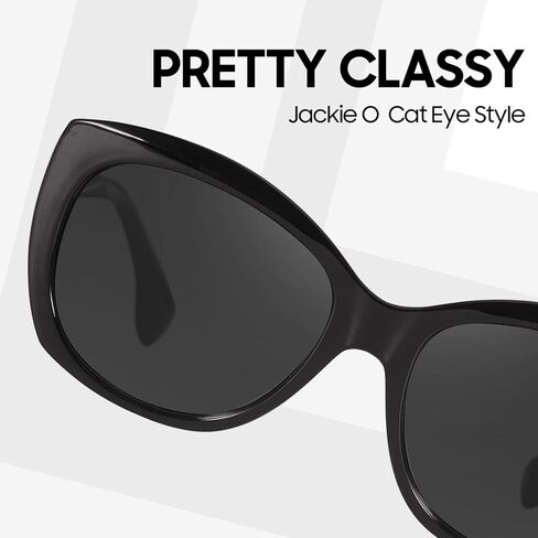 نظارات شمسية مستقطبة عصرية من LVIOE للنساء، نظارة شمسية كلاسيكية من Jackie O Cat Eye للقيادة، حماية من الأشعة فوق البنفسجية 400 LS1722 in Kuwait