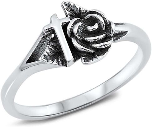 Oxford Diamond Co العتيقة الصليب الطهارة روز الفرقة .925 مقاسات خاتم الفضة الاسترليني 5-10 in Kuwait