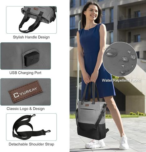 حقيبة ظهر CYURAYY قابلة للتحويل، حقيبة كمبيوتر محمول للنساء، حقيبة نهارية مقاومة للماء، حقيبة مدرسية يوم الأحد غير رسمية للعمل والكمبيوتر والمدرسة تناسب الكمبيوتر المحمول والكمبيوتر اللوحي مقاس 15.6 بوصة in Kuwait