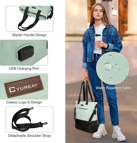 حقيبة ظهر CYURAYY قابلة للتحويل، حقيبة كمبيوتر محمول للنساء، حقيبة نهارية مقاومة للماء، حقيبة مدرسية يوم الأحد غير رسمية للعمل والكمبيوتر والمدرسة تناسب الكمبيوتر المحمول والكمبيوتر اللوحي مقاس 15.6 بوصة in Kuwait