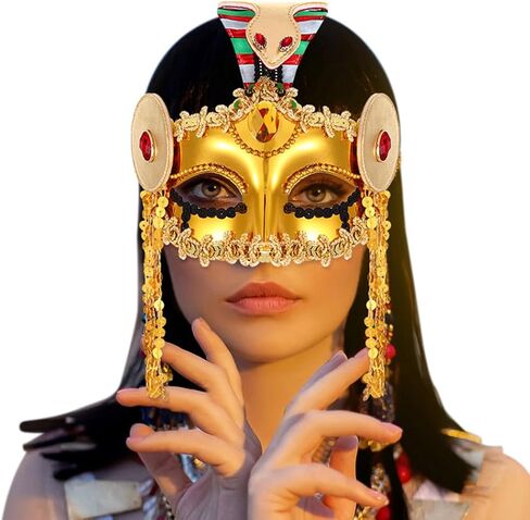 BODIY Egyptian Snake Masquerade Mask Gold Queen Costume Mask Medusa Eyemask Greek Roman Theme Party Half Mask Accessory for Halloween Rave in Saudi Arabia
