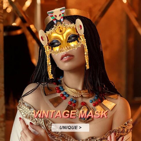 BODIY Egyptian Snake Masquerade Mask Gold Queen Costume Mask Medusa Eyemask Greek Roman Theme Party Half Mask Accessory for Halloween Rave in Saudi Arabia