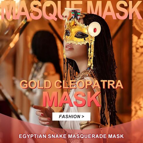 BODIY Egyptian Snake Masquerade Mask Gold Queen Costume Mask Medusa Eyemask Greek Roman Theme Party Half Mask Accessory for Halloween Rave in Saudi Arabia