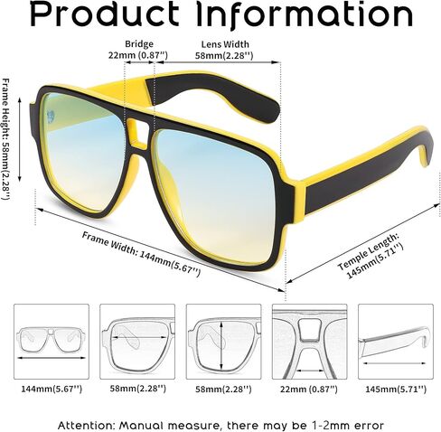 FEISEDY Retro 70s Oversized Pilot Sunglasses Women Men Plastic Vintage Square Frame B2954 in Saudi Arabia