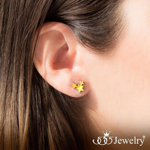 555Jewelry أقراط صغيرة رقيقة على شكل نجوم ثلاثية للفتيات والنساء in Kuwait