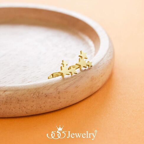 555Jewelry أقراط صغيرة رقيقة على شكل نجوم ثلاثية للفتيات والنساء in Kuwait