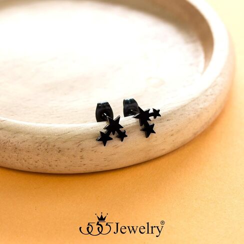 555Jewelry أقراط صغيرة رقيقة على شكل نجوم ثلاثية للفتيات والنساء in Kuwait