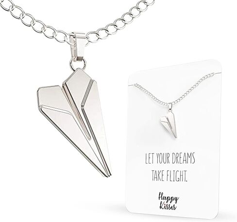 قلادة Happy Kisses الورقية على شكل طائرة - قلادة ساحرة على شكل طائرة لطيفة للحالمين والمسافرين - بطاقة رسالة - دع أحلامك تطير in Kuwait