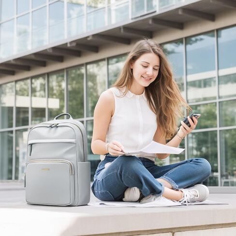 حقيبة ظهر للكمبيوتر المحمول للسيدات من GOLF SUPAGS تناسب حقيبة كمبيوتر محمول مقاس 15 بوصة حقيبة ظهر كاجوال للعمل والسفر والكلية (مشمش) in Kuwait