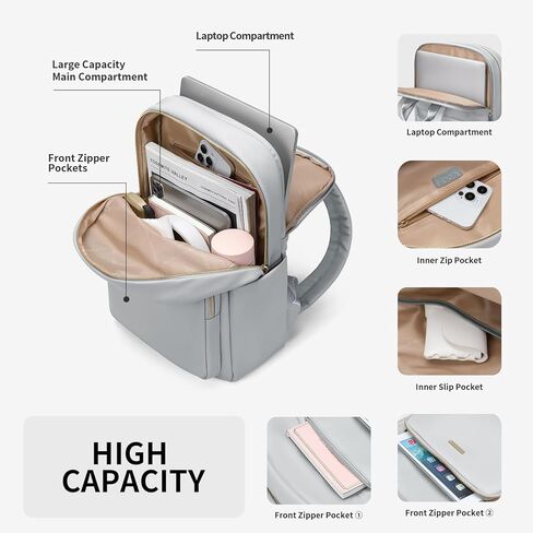حقيبة ظهر للكمبيوتر المحمول للسيدات من GOLF SUPAGS تناسب حقيبة كمبيوتر محمول مقاس 15 بوصة حقيبة ظهر كاجوال للعمل والسفر والكلية (مشمش) in Kuwait