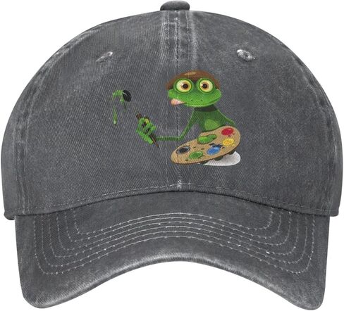 Frog Artist Vintage Distressed Adjustable Washed Denim Low Profile Mens Dad Trucker Hat Baseball Ball Cap for Men in Kuwait