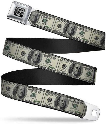 Buckle-Down Seatbelt Belt - 100 Dollar Bills - 1.5" Wide - 32-52 Inches in Length in Saudi Arabia
