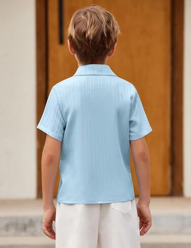 Arshiner Boys Casual Short Sleeve Button Down Shirt Collared Beach Shirt Size 3-12 Years Old in Saudi Arabia