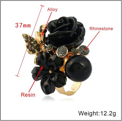 CZ Rose Flower Wedding Ring for Women Girls Statement Engagement Round Rhinstone Crystal Aryclic Daisy Plumeria Adjustable Open Wrap Finger Rings Comfort Fit Cocktail Party Valentine Jewelry in Kuwait