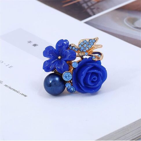 CZ Rose Flower Wedding Ring for Women Girls Statement Engagement Round Rhinstone Crystal Aryclic Daisy Plumeria Adjustable Open Wrap Finger Rings Comfort Fit Cocktail Party Valentine Jewelry in Kuwait