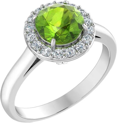 Womens 925 Sterling Silver Classic Solitaire Halo Center 7 mm Round Gemstone Birthstone Fine Jewelry Engagement Wedding Accessory Rings, 1.3 Carat Gemstone in Kuwait