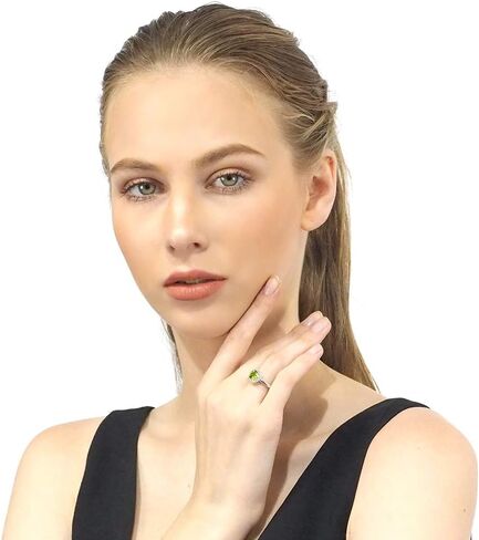 Womens 925 Sterling Silver Classic Solitaire Halo Center 7 mm Round Gemstone Birthstone Fine Jewelry Engagement Wedding Accessory Rings, 1.3 Carat Gemstone in Kuwait