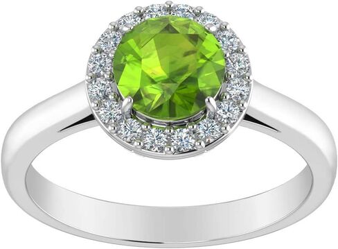 Womens 925 Sterling Silver Classic Solitaire Halo Center 7 mm Round Gemstone Birthstone Fine Jewelry Engagement Wedding Accessory Rings, 1.3 Carat Gemstone in Kuwait