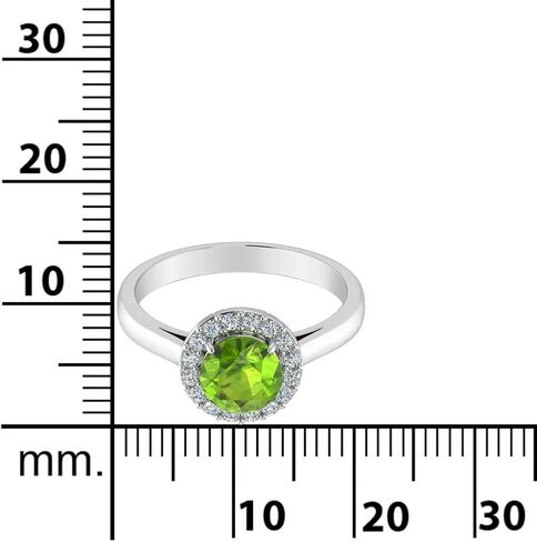 Womens 925 Sterling Silver Classic Solitaire Halo Center 7 mm Round Gemstone Birthstone Fine Jewelry Engagement Wedding Accessory Rings, 1.3 Carat Gemstone in Kuwait
