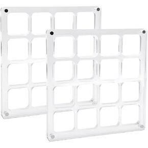 Jewelry Rings Display Box Acrylic Magnetic Seashell Storage Box with 32 Grids Coin Holder Box Earring Storage Box Organizer Clear Small Jewelry Display Case 2pcs