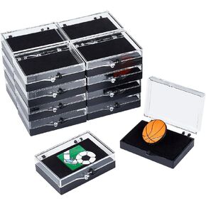 NBEADS 20 Pcs Gift Box for Pin, Black Rectangle Gemstone Display Box with Tray Mini Jewelry Box Container Plastic Show Case Storage Holder for Badge Pins Coin Gems Jewelry 2.2x1.8x0.6inch