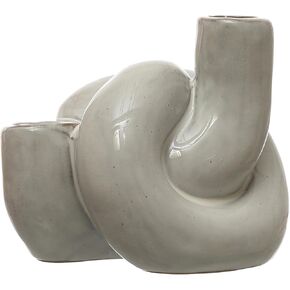 Bloomingville Stoneware Double, Reactive Glaze, White (Each One Will Vary) Taper Holder