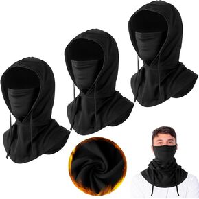 3 Pcs Winter Balaclava Ski Mask Fleece Thermal Face Mask Cover Windproof Balaclava Mask for Men Women Skiing, Outdoor Work Riding Motorcycle Snowboarding, Black