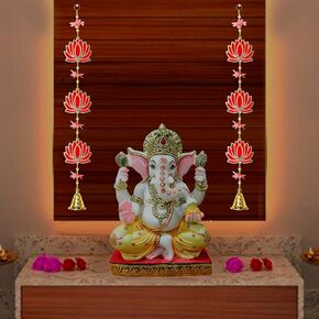 SATVIK قطعتان مقاس 68.58 سم لوتس لاتكان مزخرف توران/تعليق على الحائط Dipawali Navratri مصمم Mandir معلق ستارة Pujan Bandhanwar الهندية للمهرجانات التقليدية الفاخرة Latkan in Kuwait