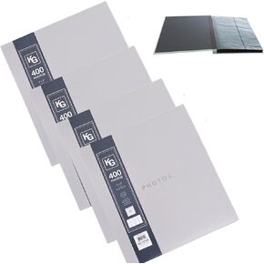 Kiera Grace 400-Pocket Jocelyn Simple & Classic Photo Album For Home & Office With CD Storage Pocket, 13.19"L x 12.01"W x 1.5"H To Display 400-4" x 6" Pictures, 6 Pieces Grey