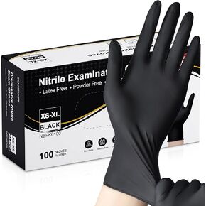 Schneider Nitrile Exam Gloves -Large, 100-ct Box, Black Disposable Gloves Latex-Free, Powder-Free, Food Safe, Medical Gloves for Cooking, Cleaning, Examination in Saudi Arabia