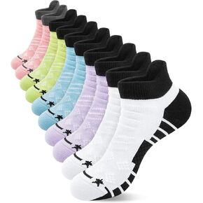 Loritta Womens Athletic Socks Low Cut Gym Workout Sports Ankle Socks Cushioned Running Socks 5 Pairs