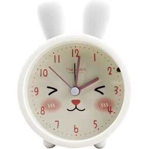 3 in Cartoon White Rabbit Silicone Alarm Clock Silent Non Ticking Night Light Clock