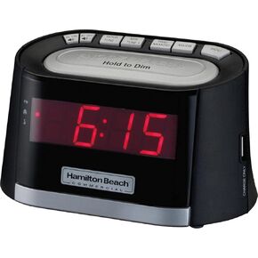 Hamilton Beach Commercial Hospitality Clock Radio Alarm Clock with USB Phone Charging Port HCR410