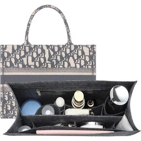 Bag Organizer Insert,Tote Bag Insert For On The Go,Neverfull organizer,Book tote Bag Insert Organizer,Handbag Storage,Tote Bag Felt Insert with Zipper Bag (Black, XL) in Saudi Arabia