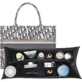 Bag Organizer Insert,Tote Bag Insert For On The Go,Neverfull organizer,Book tote Bag Insert Organizer,Handbag Storage,Tote Bag Felt Insert with Zipper Bag (Black, XL)