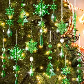 Lanpn 26PCS Christmas Ornaments Crystal Christmas Tree Decoration, Hanging Clear Acrylic Snowflake Icicle Drop Pendants for Xmas Winter Outdoor Indoor Party Decoration Transparent