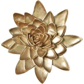 Artgenius Resin Lotus Flower Wall Decor,3D Flower Wall Hanging Decor Modern Art Flowers Decor for Home,Office (Gold, L)