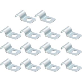 uxcell 14Pcs 1 Hole Pipe Strap, Fit M5 (1/5") Tube OD, Zinc Plated Iron Conduit Clamp Reinforced Rib for Pipe or Cable Fixing, Silver Tone