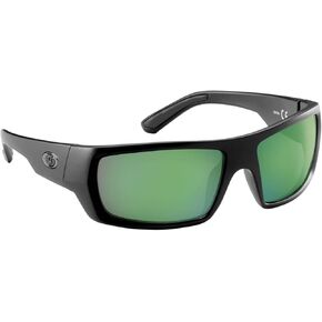 Flying Fisherman Sargasso Wrap Around Polarized Sunglasses, Matte Black Frame/Amber-Green Mirror Lens, Medium